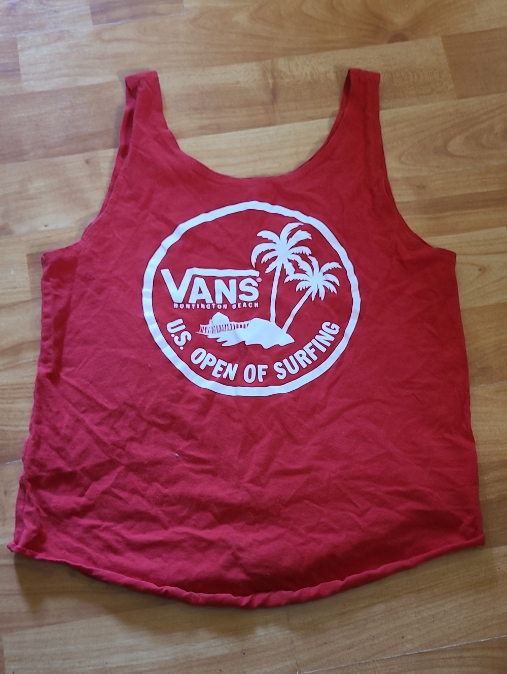 Vans Red Tank with White Surf Graphic